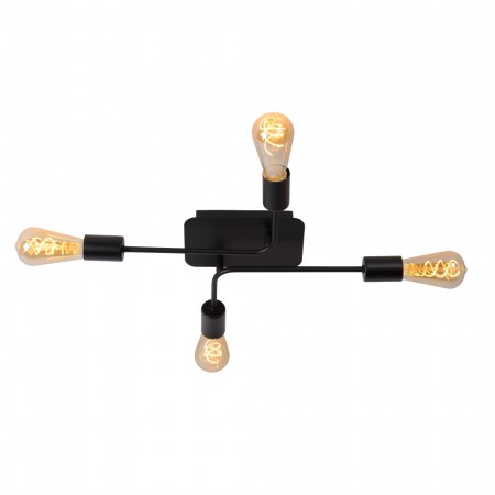 LESTER Flush ceilin.-Black-4xE27-40W-Metal