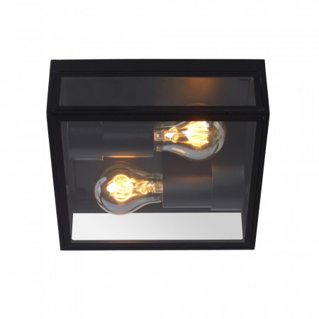 DUKAN Flush ceilin. Outd.-Black-2xE27-15W-IP65